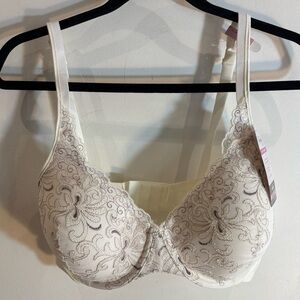 PLAYTEX Sz 36D Lace Trimmed Bra Adjustable Straps & Back Padded Underwire NEW